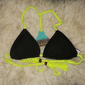 NWT VS Swim neon macrame back triangle top